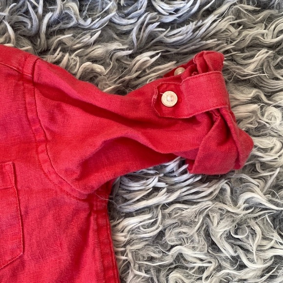 Janie & Jack Red Linen and Blue Cotton Button Down Shirt Bundle Sz 12-18 - Picture 4 of 16